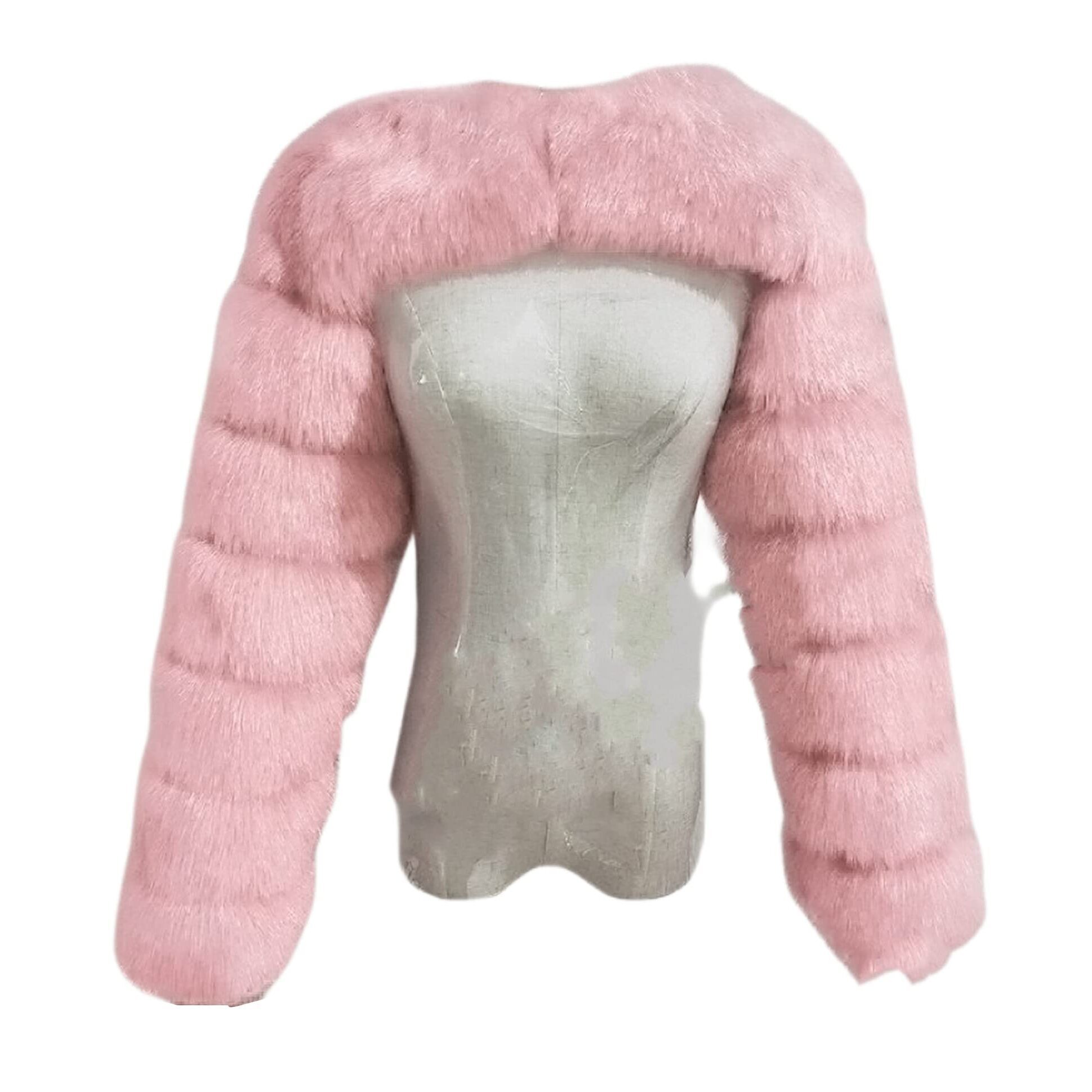 6398 Fluffy Faux Fur Women's Scarlf Stole Shawl Shrug Wraps Mini Jacket
